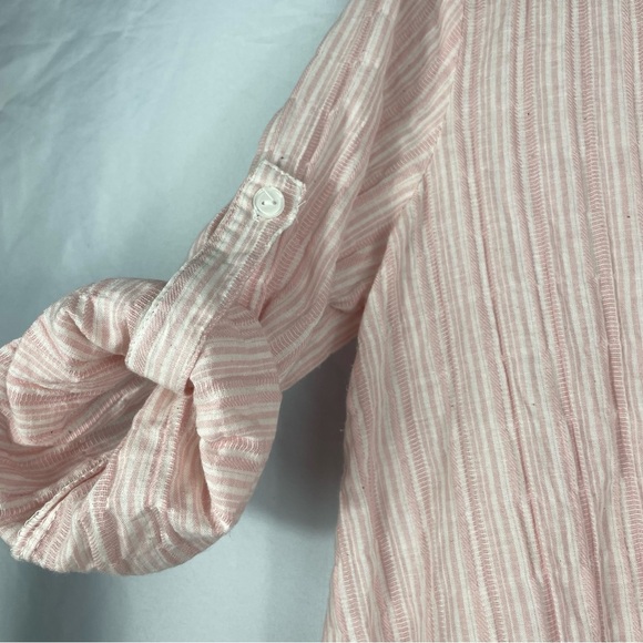Listicle Boho Pink Stiped Cotton Blouse - Picture 6 of 10
